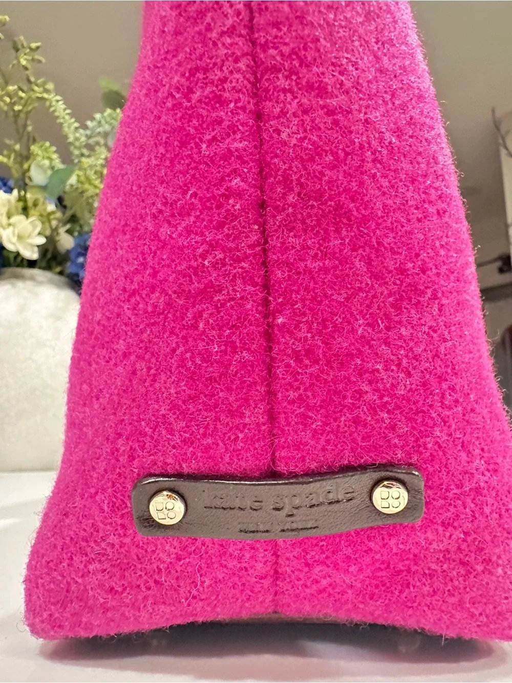 kate spade Hot Pink Wool Cape with Leather Logo Tab